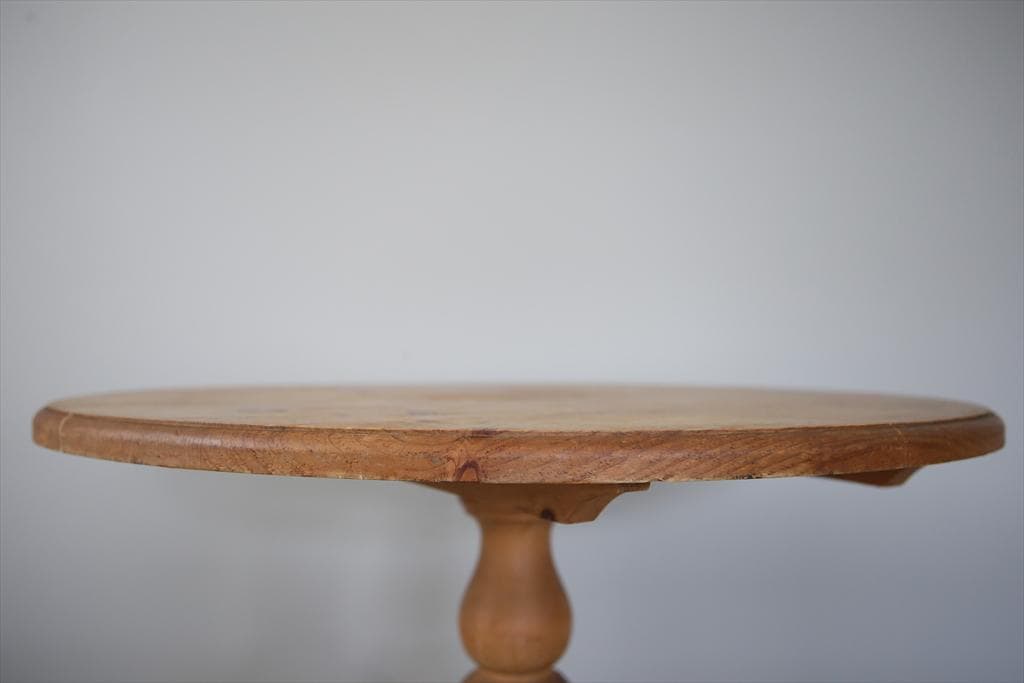 英国アンティーク木製ラウンドダイニングテーブル/円形机/パイン材(88-19)