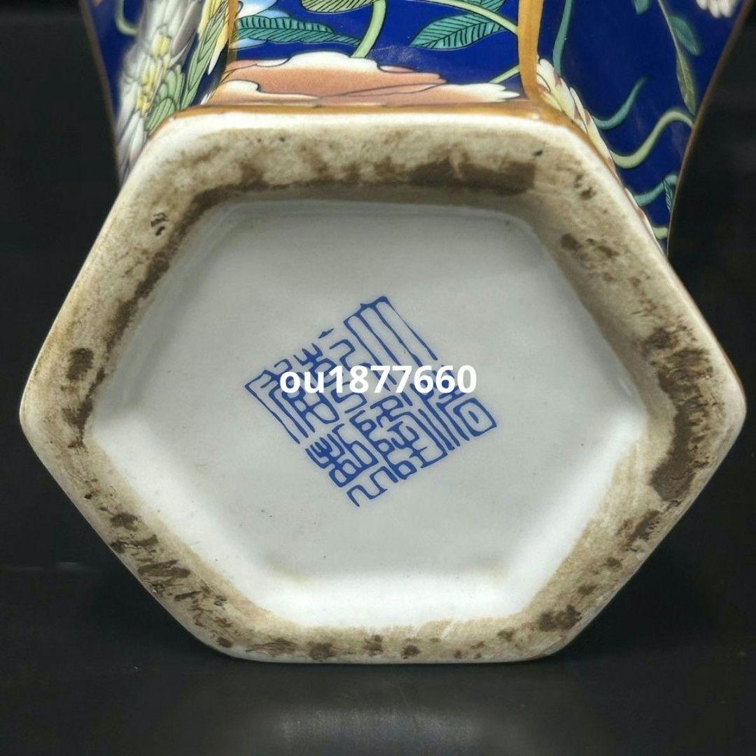 梅蘭竹菊六方瓶 景徳鎮 陶磁器 装飾品 現代工芸品 美術
