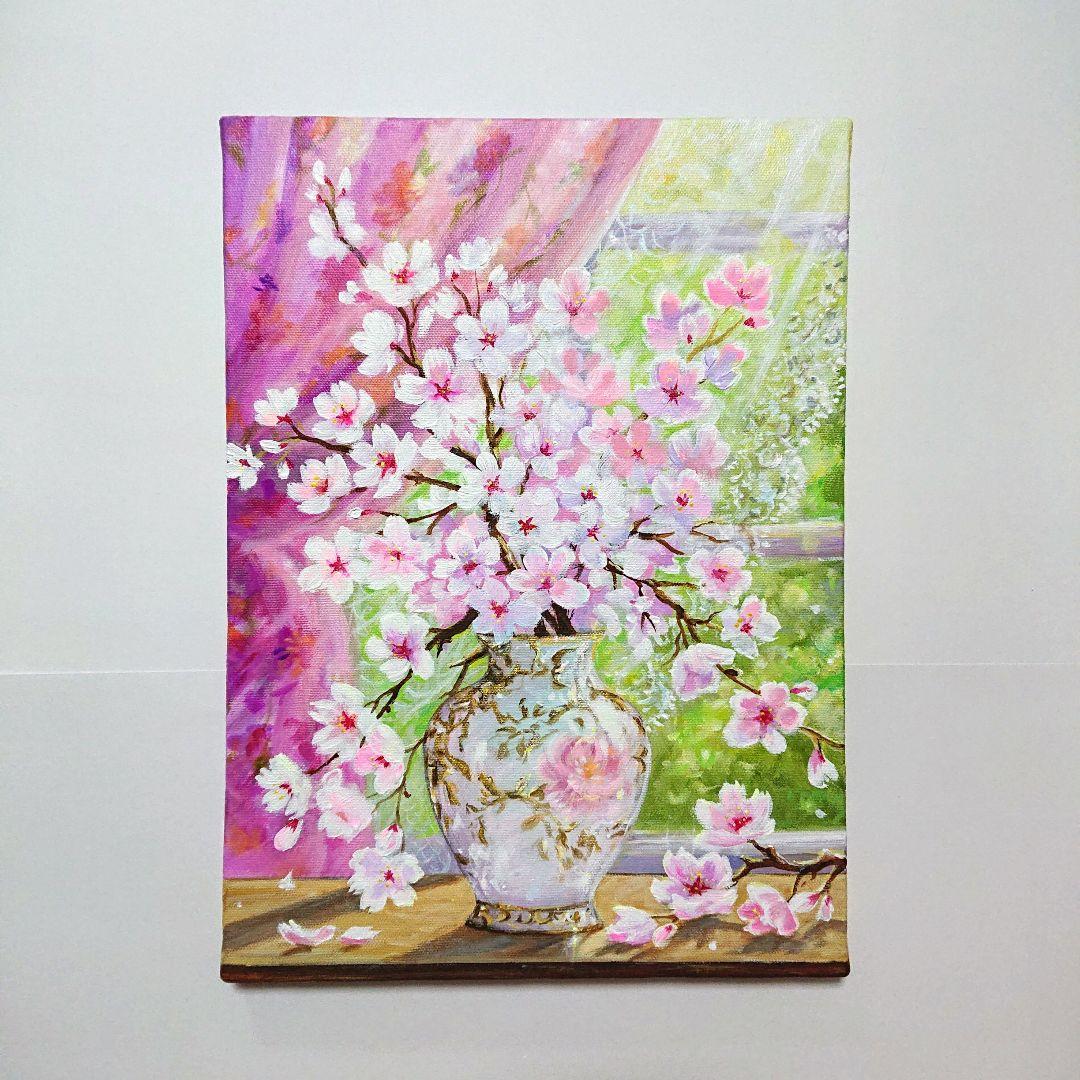 【ソメイヨシノ】アクリル画 F4 風景画 絵画