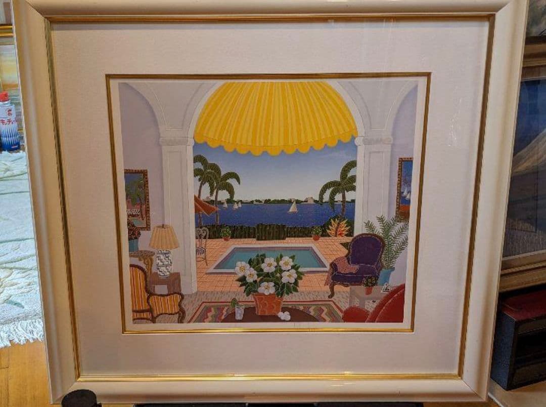 マックナイト「パームビーチ」額装ポスター美品❣