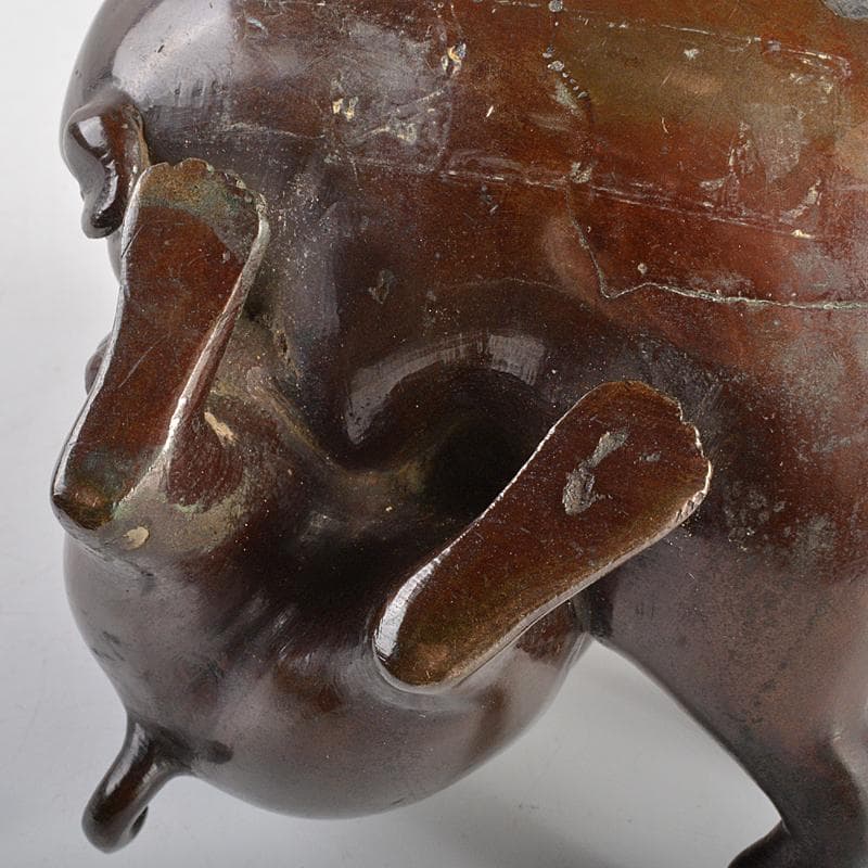 明治金工 古銅 子犬 双犬 置物 G R6994