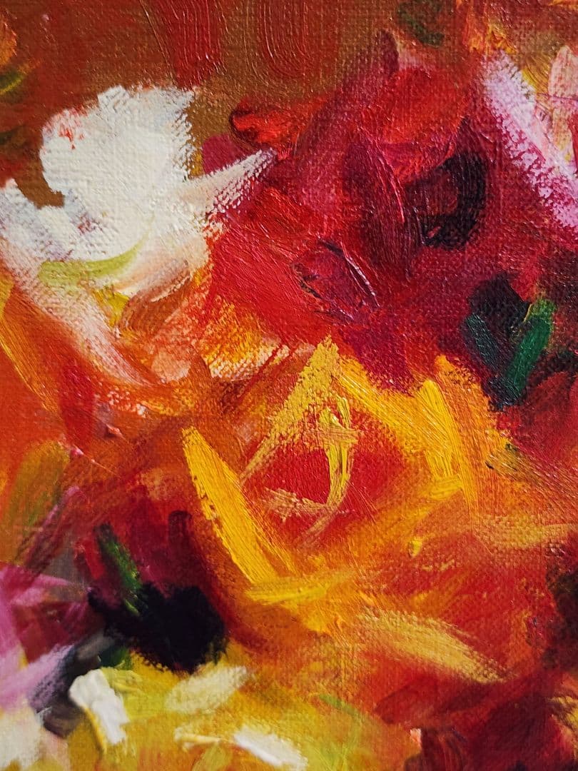 yoshipresson 山本彪一　薔薇　キャンバスに油彩　F4号　額装