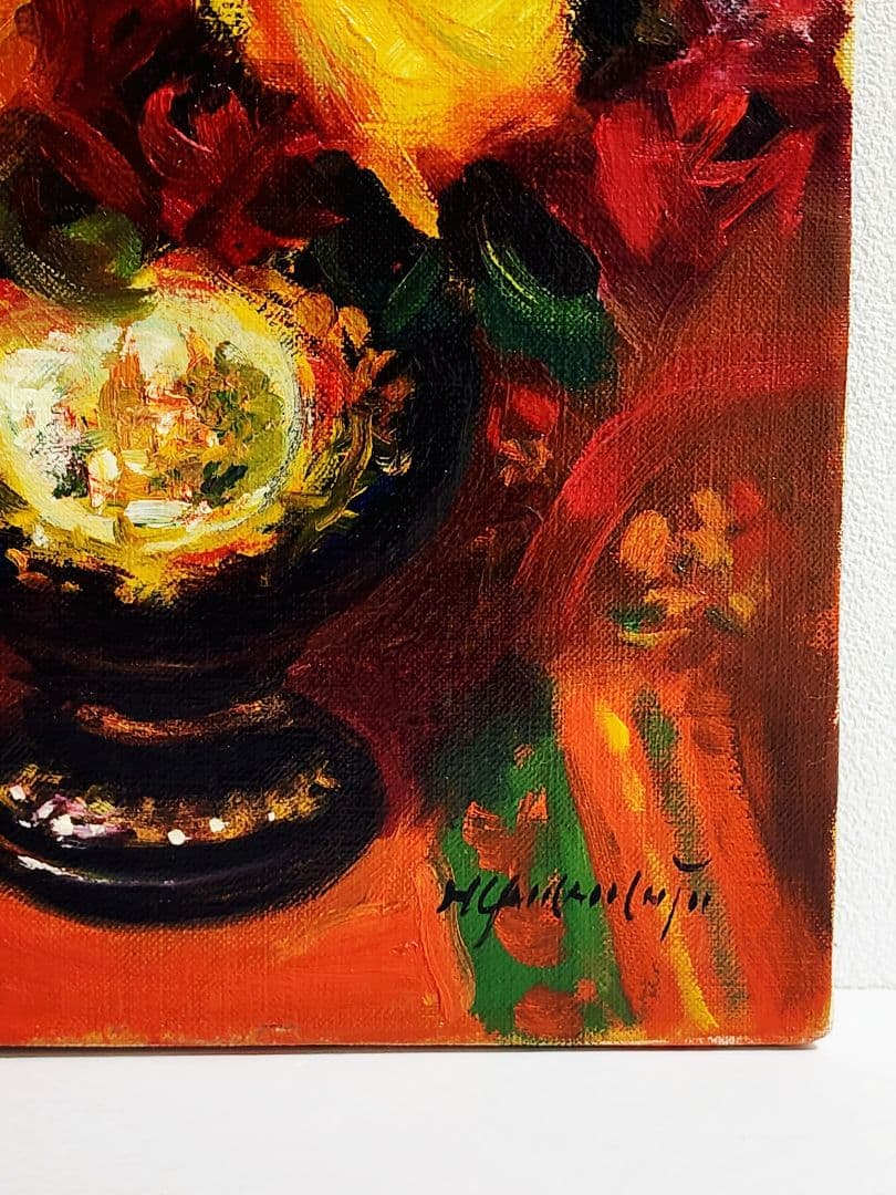 yoshipresson様専用 山本彪一 薔薇 キャンバスに油彩 F4号 額装