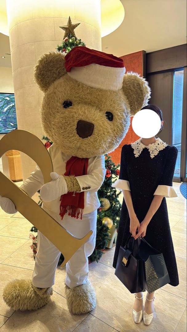 【LEJA】花柄レースカラースパンコール刺繍Aラインフレアドレスワンピース