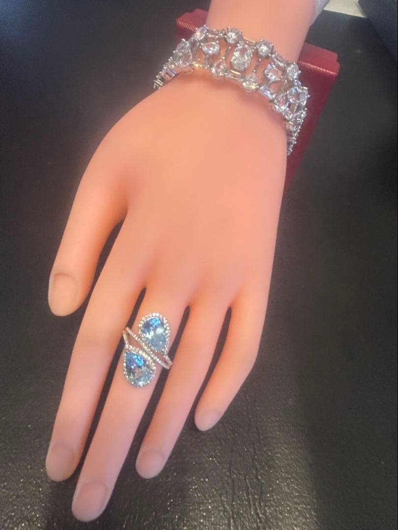 ハートちゃん❣️天然ブルートパーズデザインリング16 18号