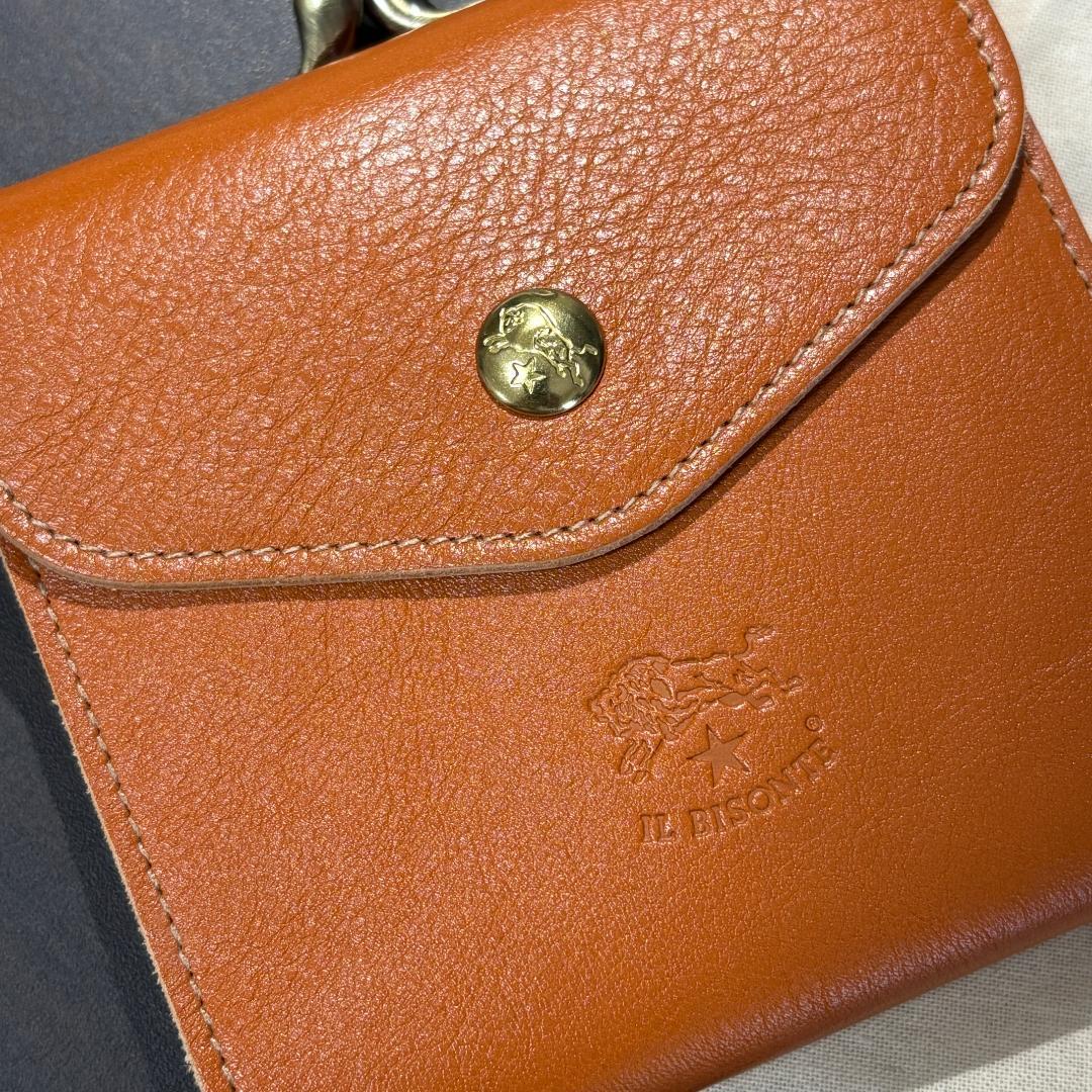 新品未使用】イルビゾンテ 二つ折り がま口 財布 ヤキヌメ キャラメル