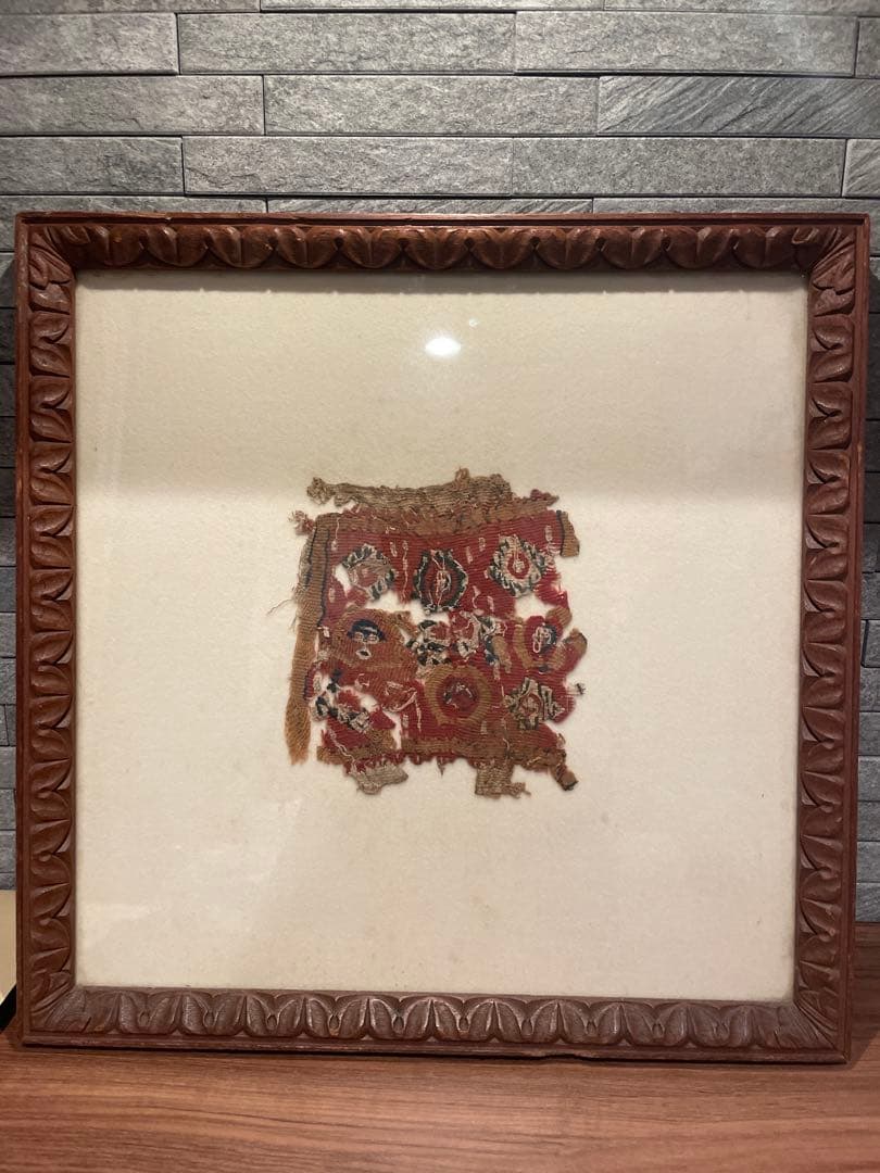 コプト裂 額装 古代エジプト 織物断片 アンティーク テキスタイル __________2024-06-11_11.50.18.