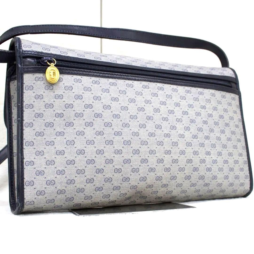 オールドグッチ　ショルダーバッグ グレー ネービー