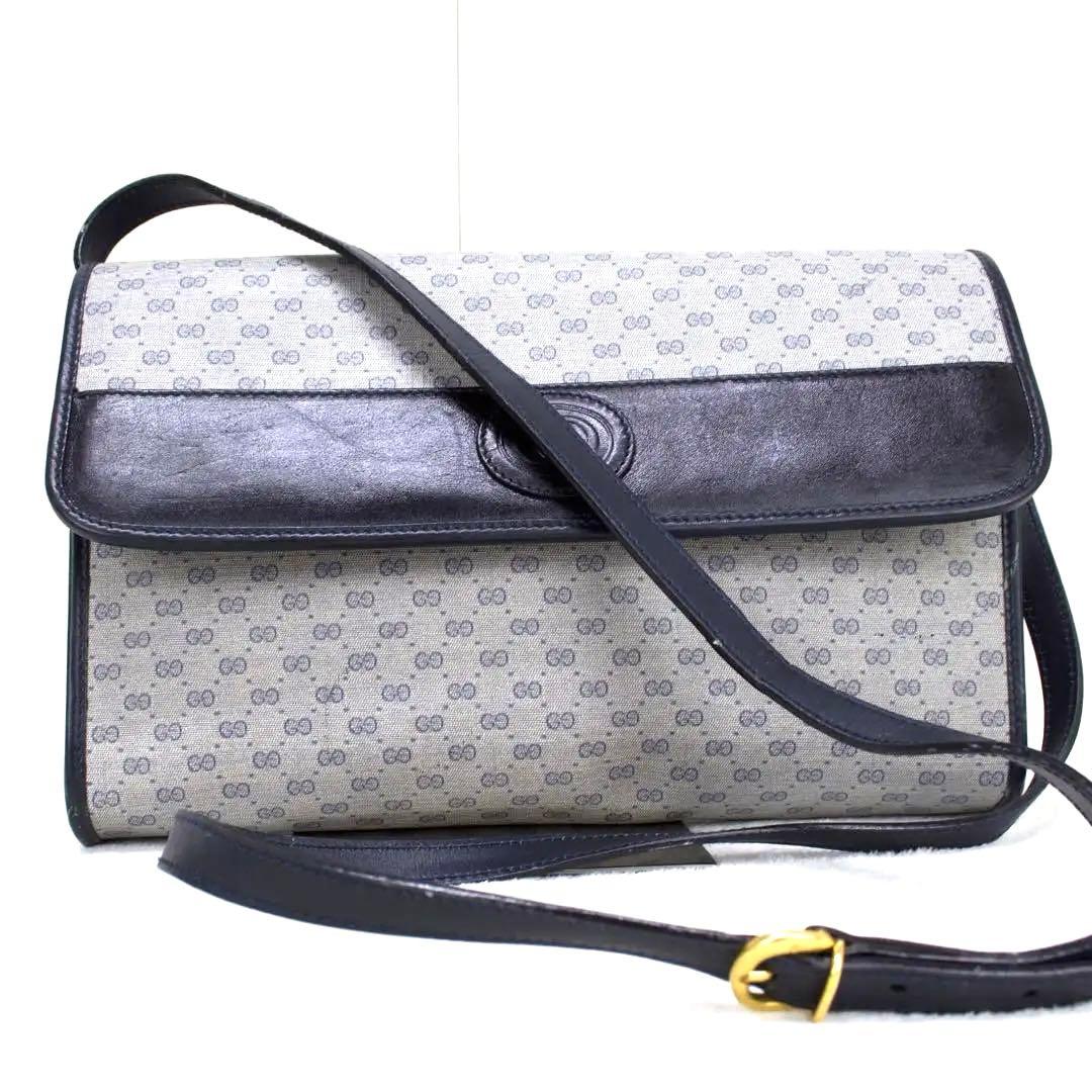 オールドグッチ　ショルダーバッグ グレー ネービー