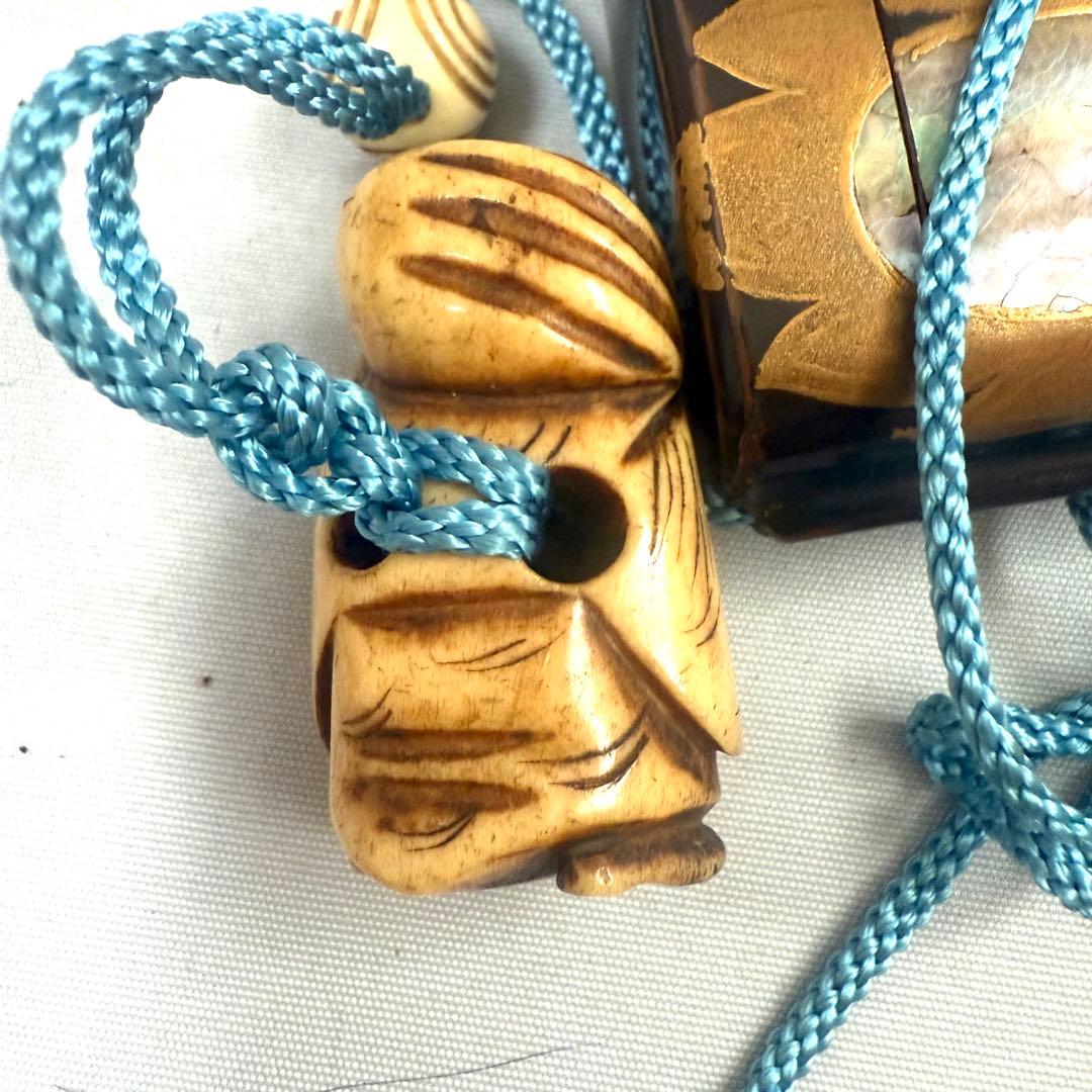 時代物 蒔絵 螺鈿 印籠 根付