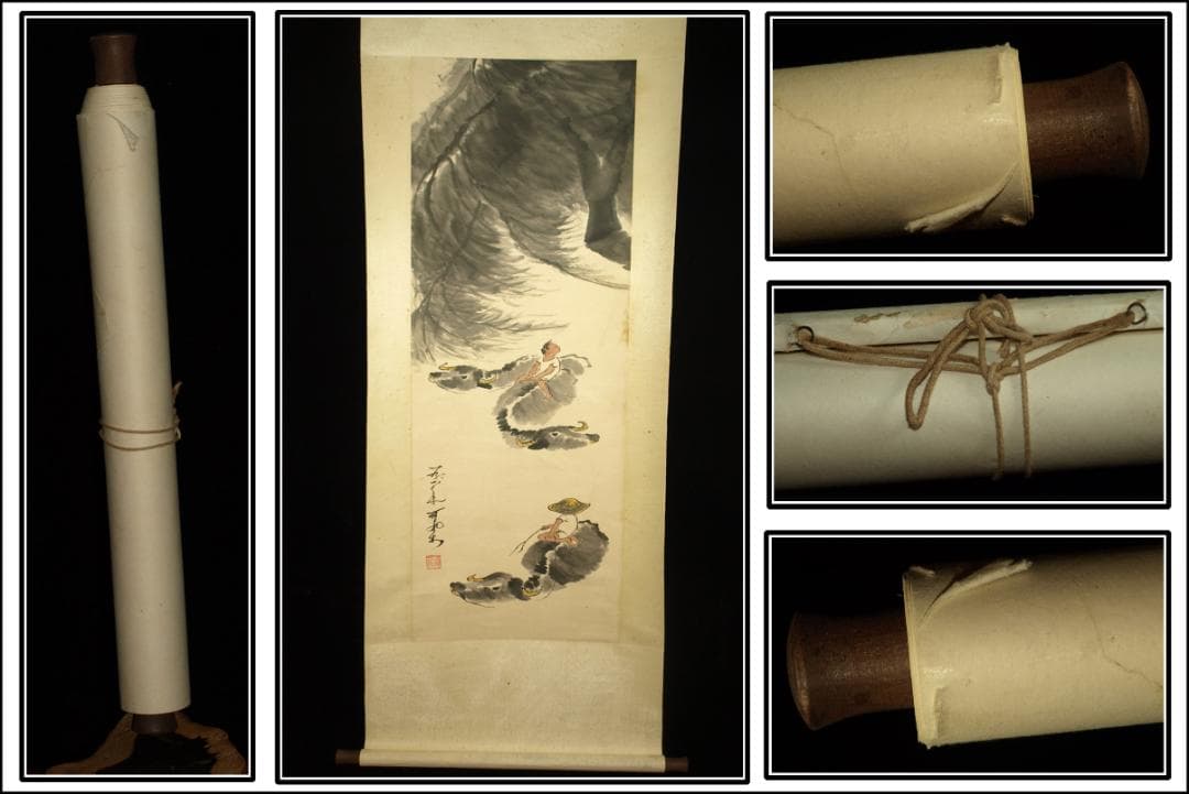 骨董掛け軸】人物図中国明時代 继貞第作肉筆 掛け軸捲り BD167A8-3