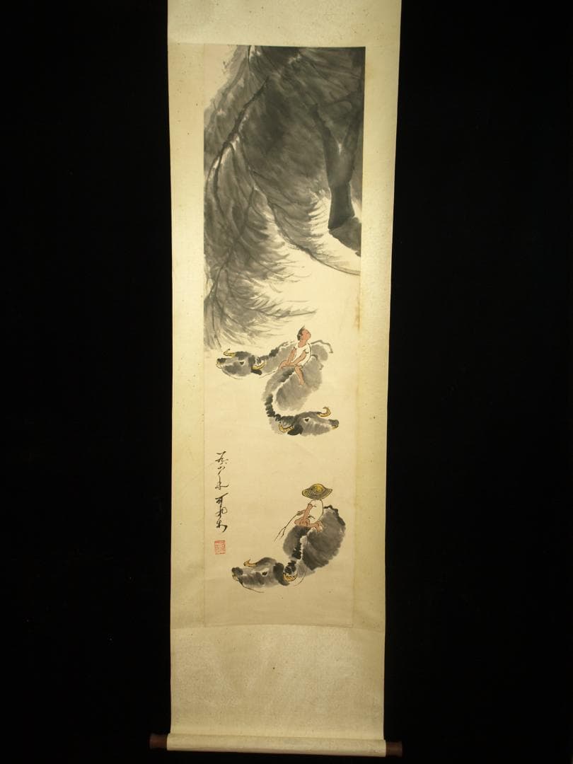 骨董掛け軸】人物図中国明時代 继貞第作肉筆 掛け軸捲り BD167A8-3