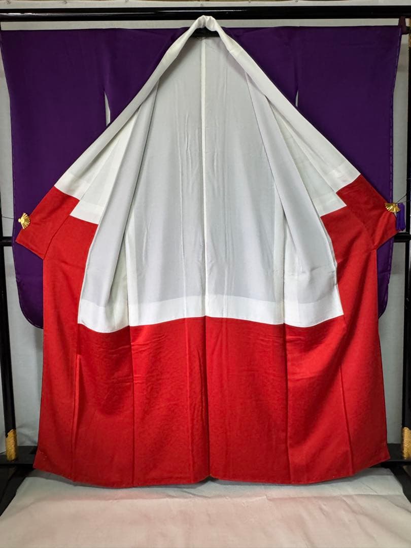 美品] ヴィンテージ振袖成人式手縫い紫黒繻子綸子結婚式