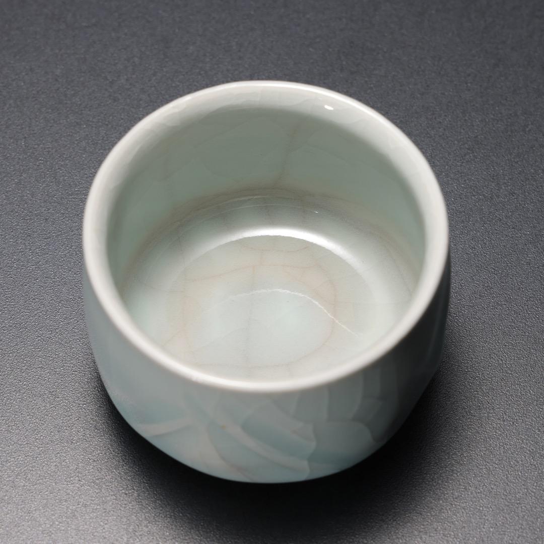 ぐい呑・盃】 青磁ぐい呑み 加藤幸兵衞作 美品 共箱 R1186ダ