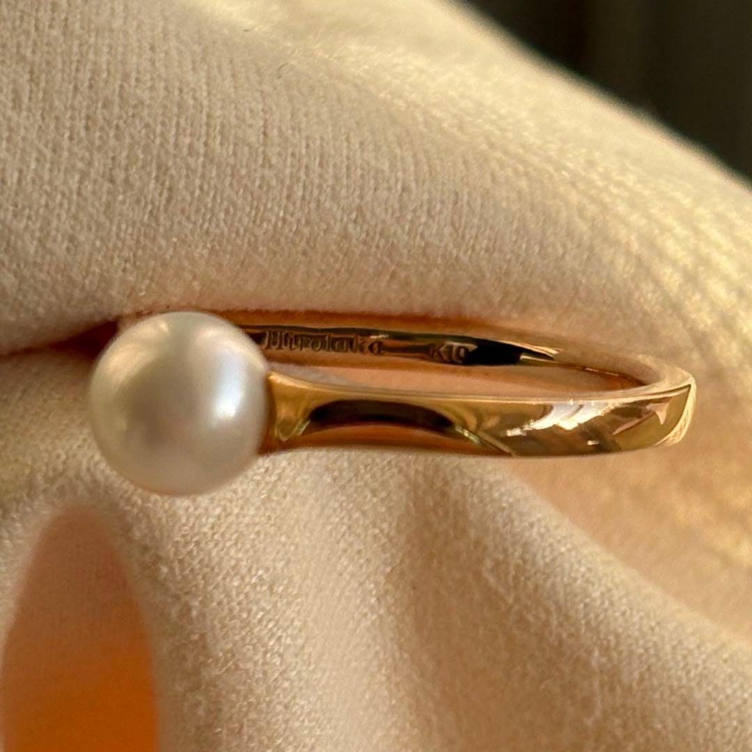 Hirotaka パール付きゴールドリング 10k 専用ボックス付き