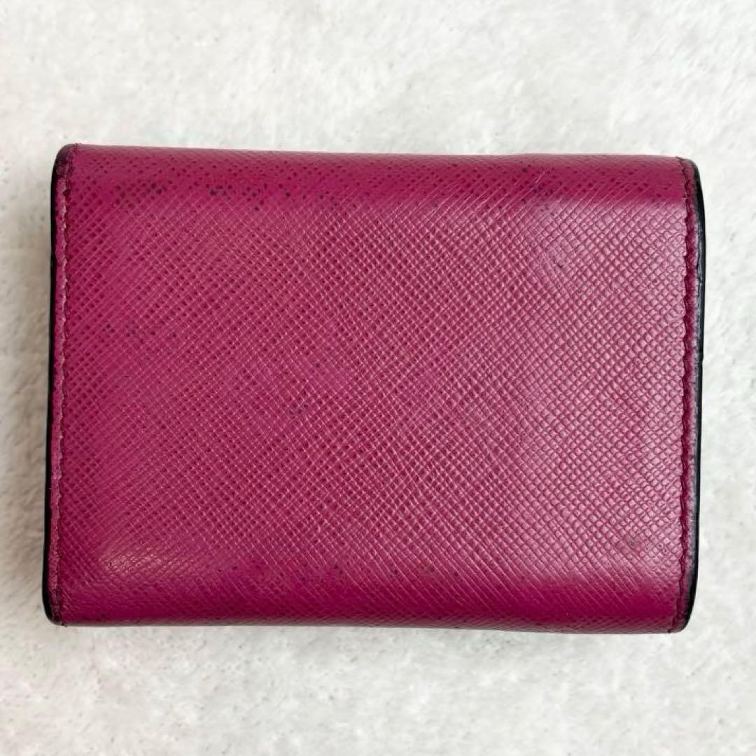 【希少✨】PRADA 三つ折り財布 バイカラー サフィアーノレザー 黒 ピンク