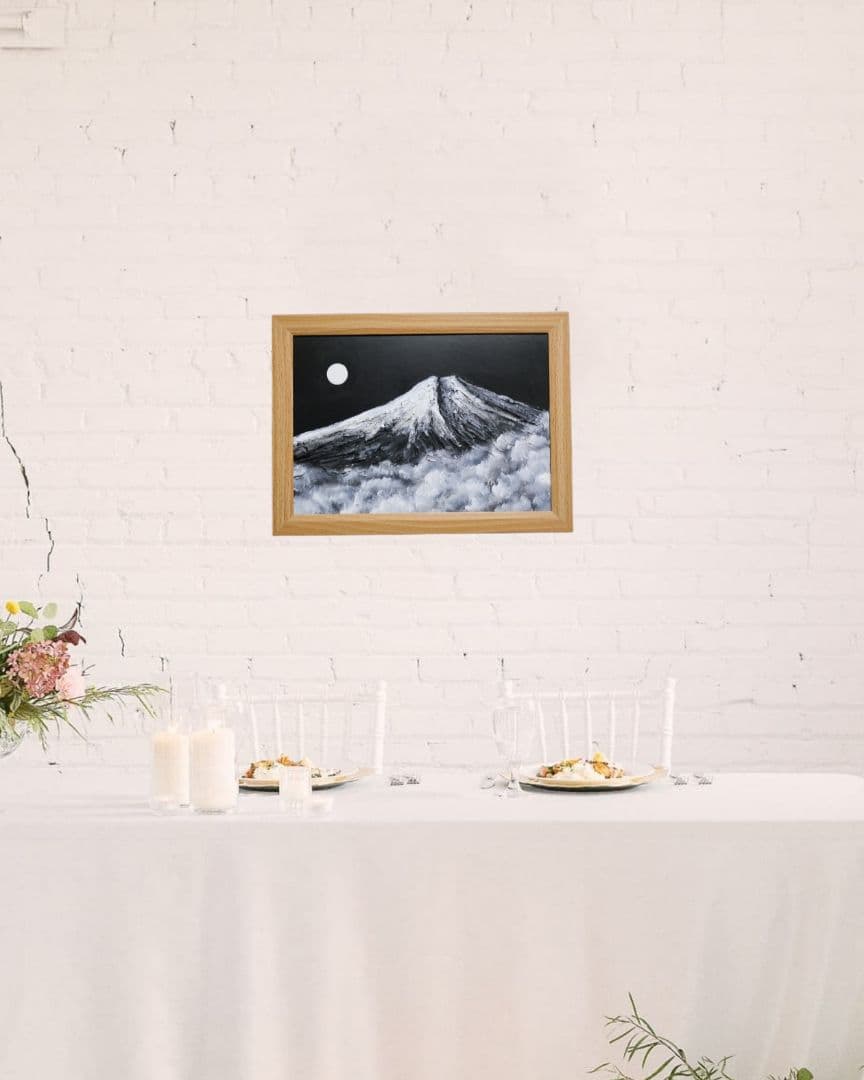 油絵 油彩 油彩画 絵 絵画 【白黒の富士山】