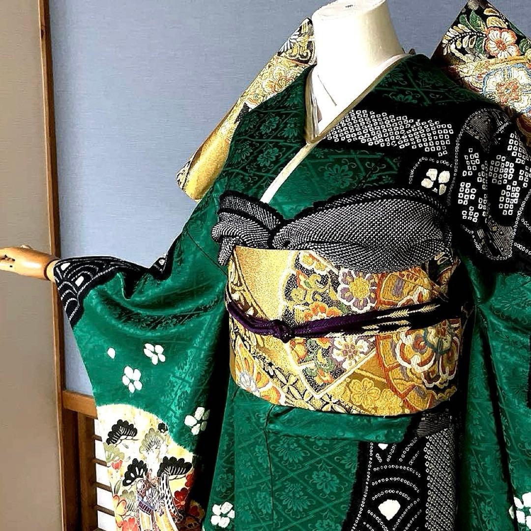 振袖フルセット 染分け 手絞り 本金箔 手刺繍 成人式振袖 振袖 裄丈67