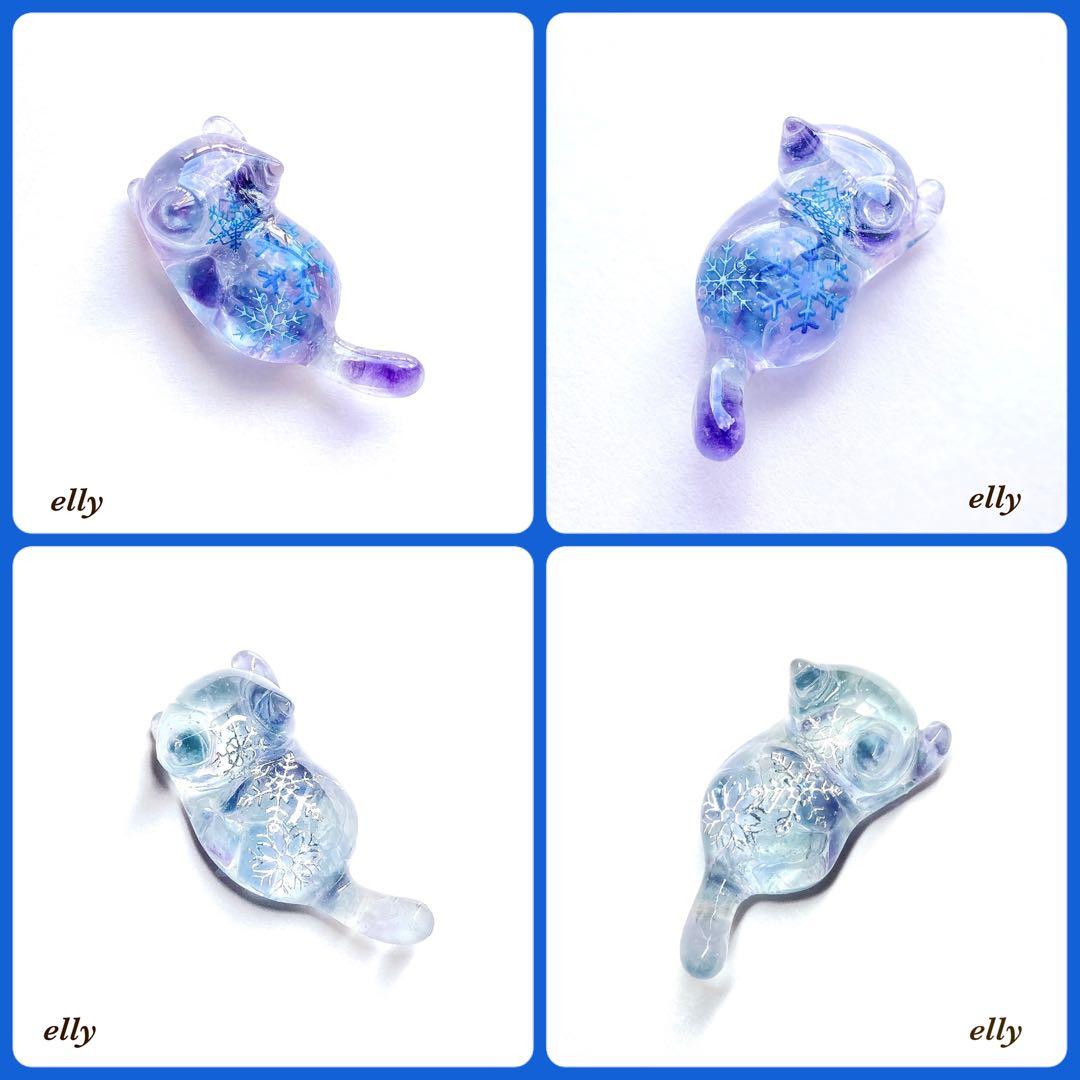 【ヒイラギ様】1092天然石　和柄　じゃれ猫　ジャンピング猫　レジン　たチャーム