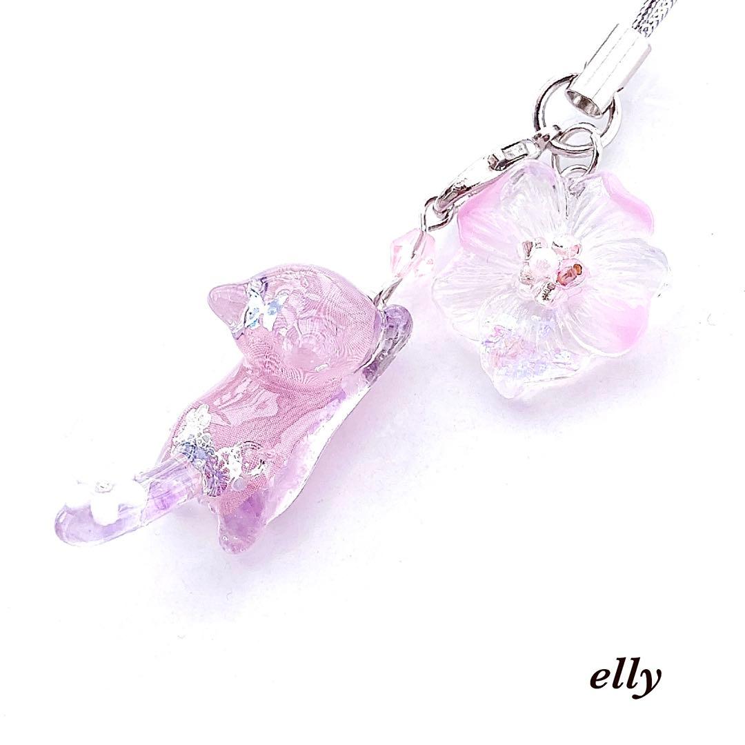 【ヒイラギ様】1092天然石　和柄　じゃれ猫　ジャンピング猫　レジン　たチャーム