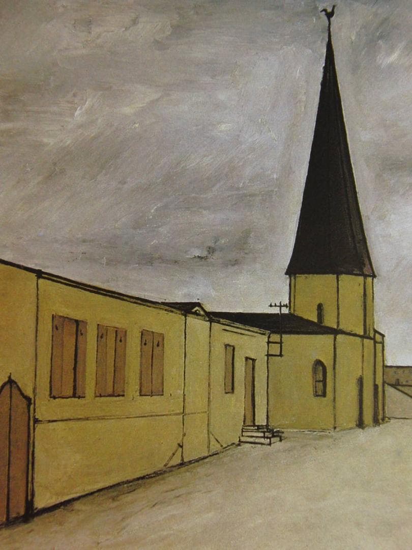 ベルナール・ビュッフェ、「Le clocher」、希少画集の額装画、人気作品