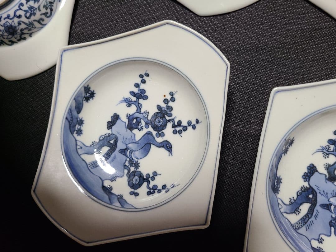 須田菁華染付六角皿5客組