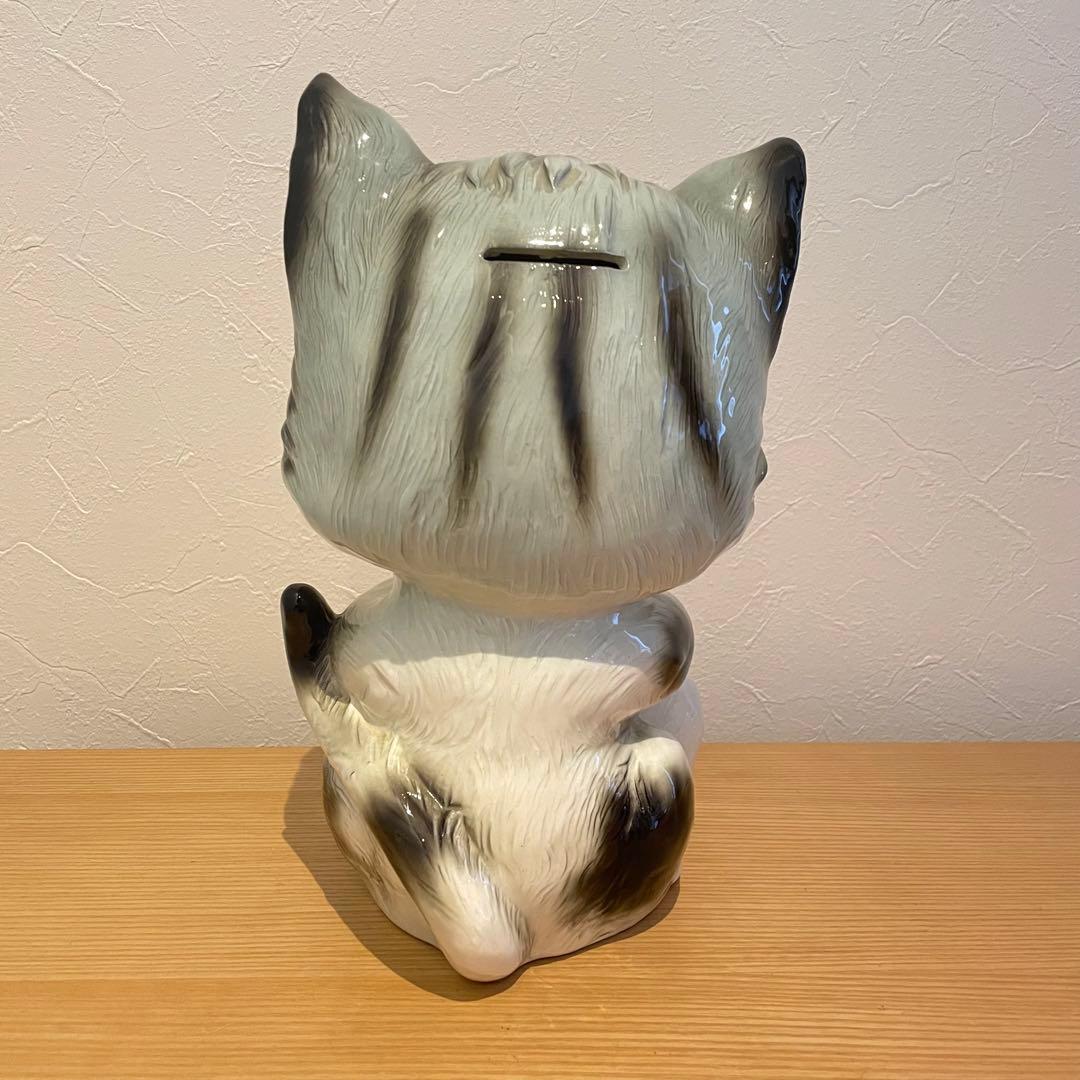 希少】Demain（ドマン）猫 貯金箱 昭和レトロ ヴィンテージ 陶器