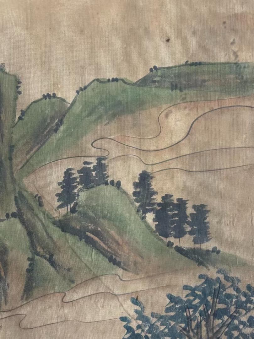 中国古美術 清代 王時敏 放掉吟秋山水図 絹本 三尺 手描き