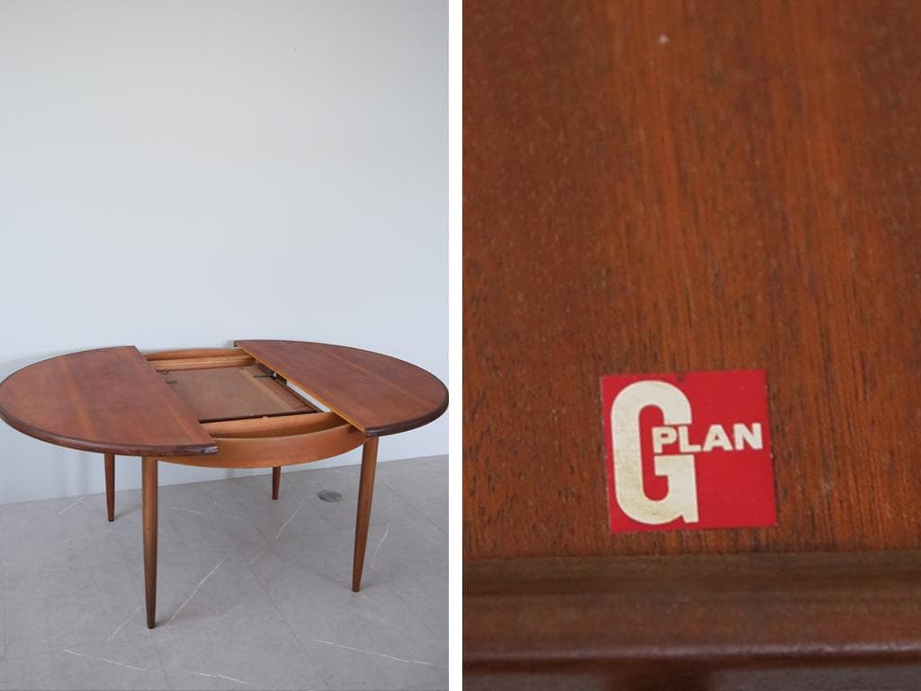 英国アンティークGPLANジープラン伸張式ラウンドダイニングテーブル87-134