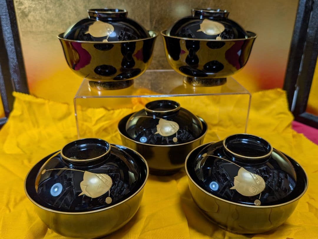 蒔絵お椀5客 東海道五十三次