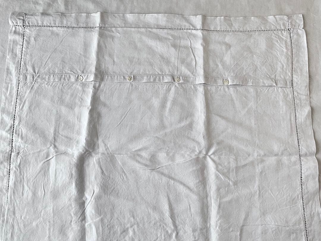 【美品】フランスアンティーク 天使と手刺繍OHモノグラムクッションカバー3151