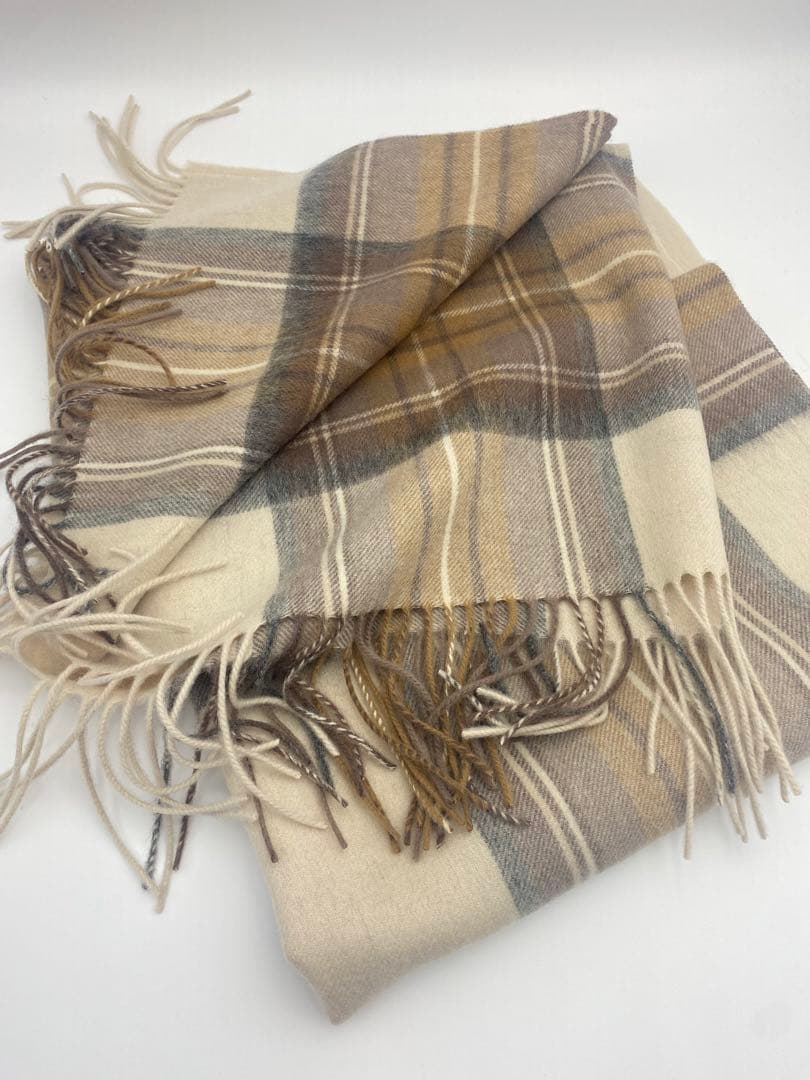 JOHNSTONS ジョンストンズ 大判チェック ナチュラルドレスマフラー