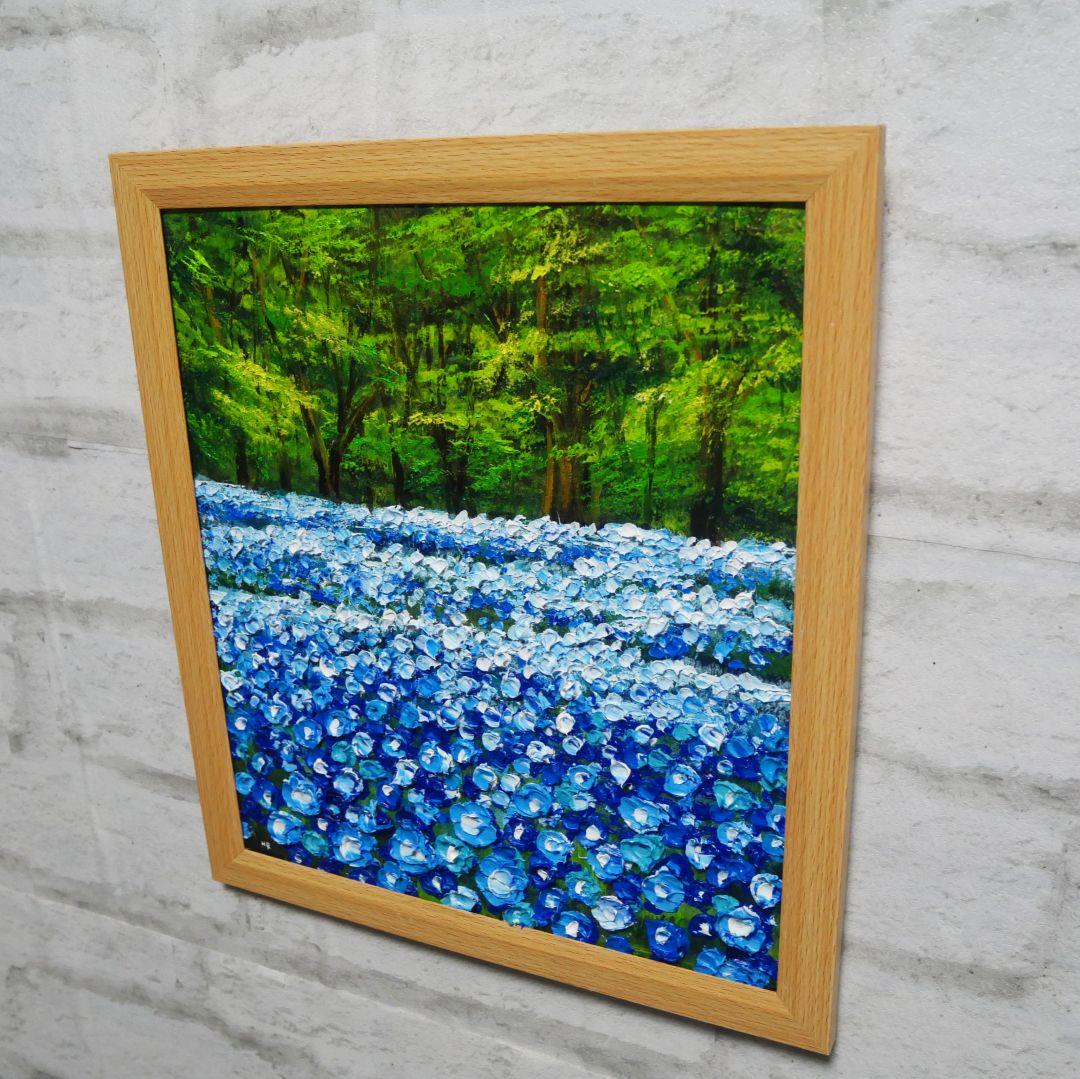 油絵 油彩 油彩画 絵 絵画 【青い花の森の中】