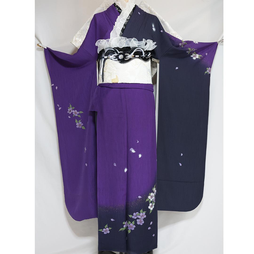 美品□山口小夜子やまと□振袖7点セット帯新品帯締め紫正絹フルセット