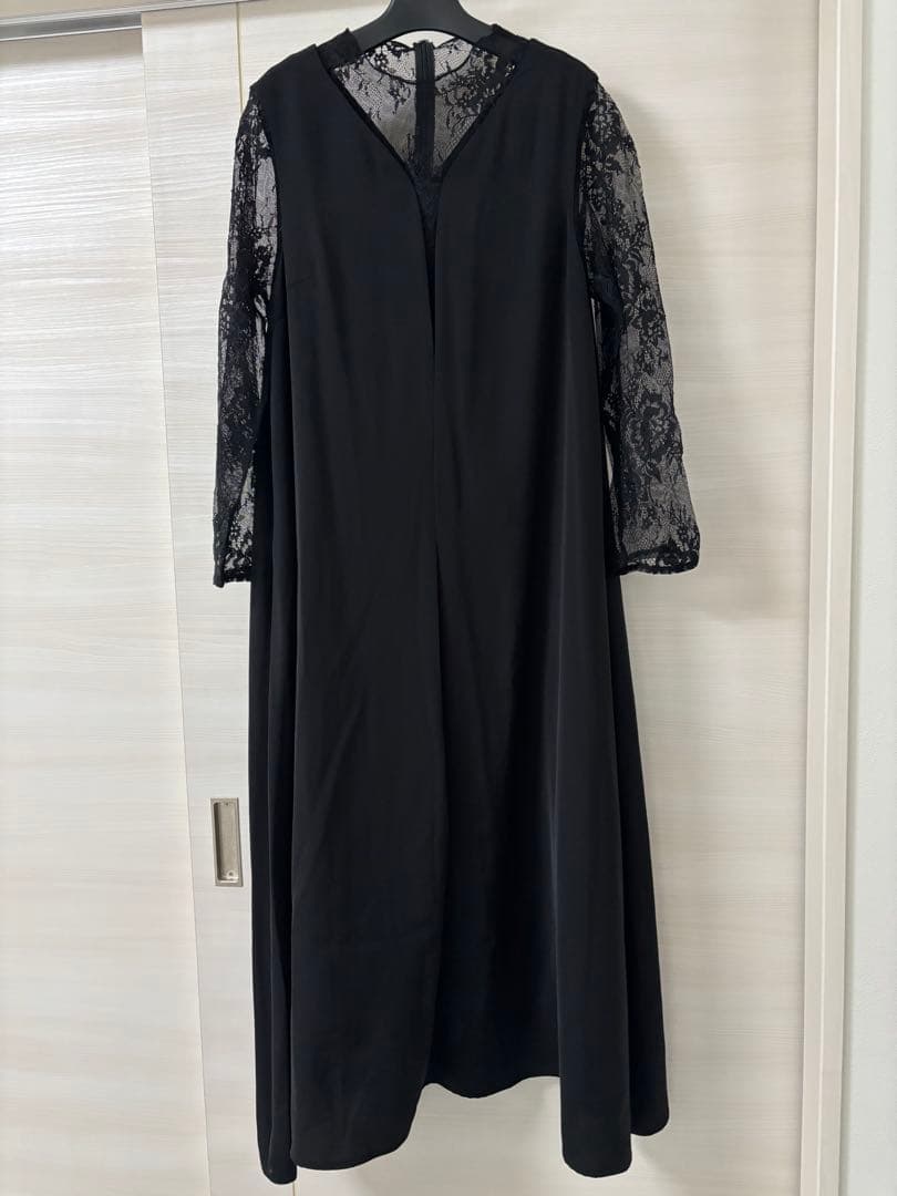 epic day メローレースAラインロングドレス　ブラック　パーティードレス