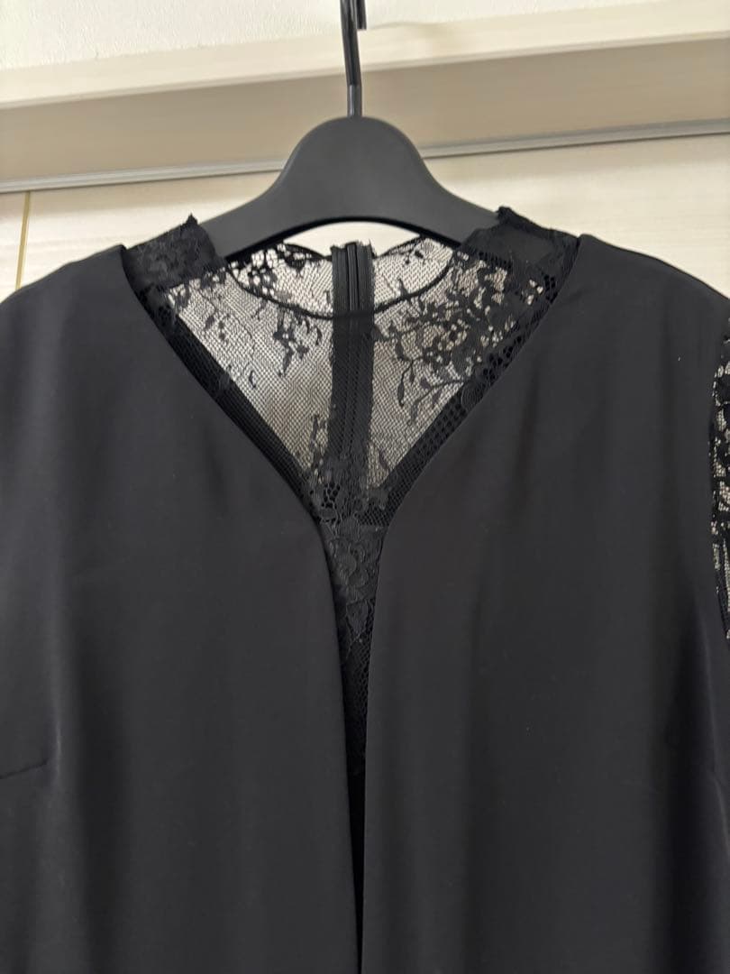 epic day メローレースAラインロングドレス　ブラック　パーティードレス