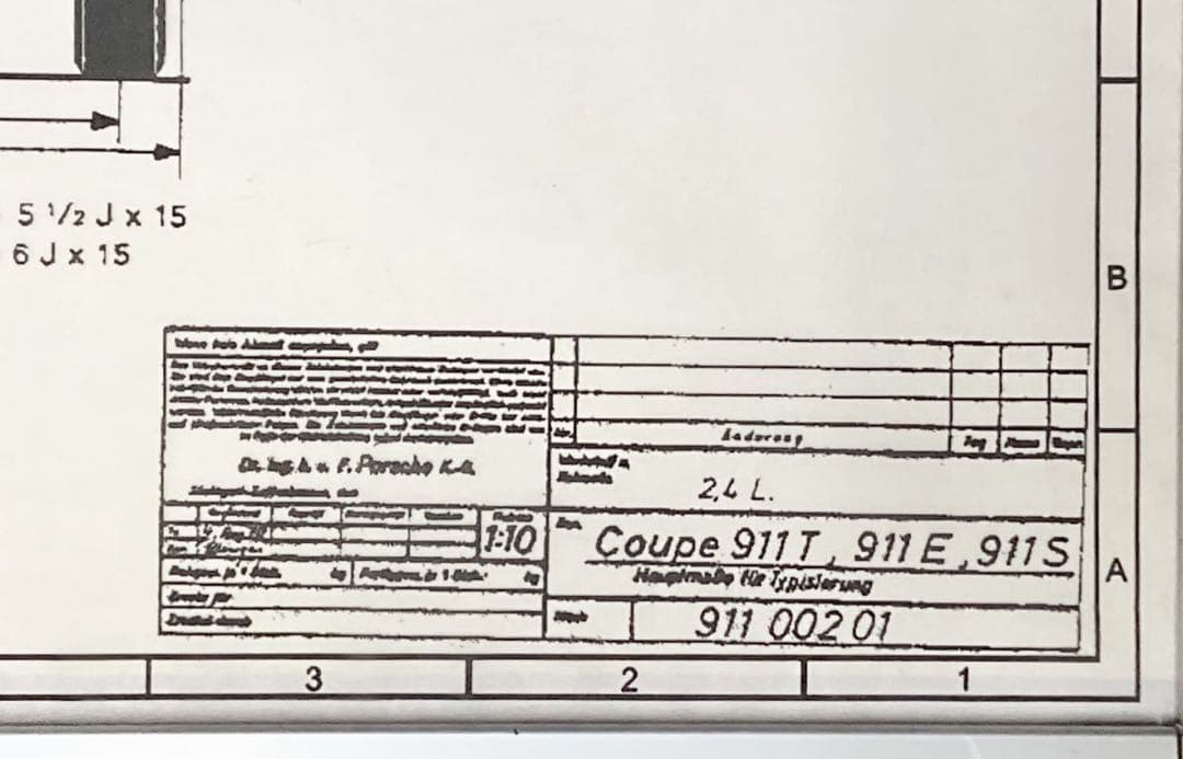 PORSCHE911S 911E 911T coupe 設計図 ナローポルシェ