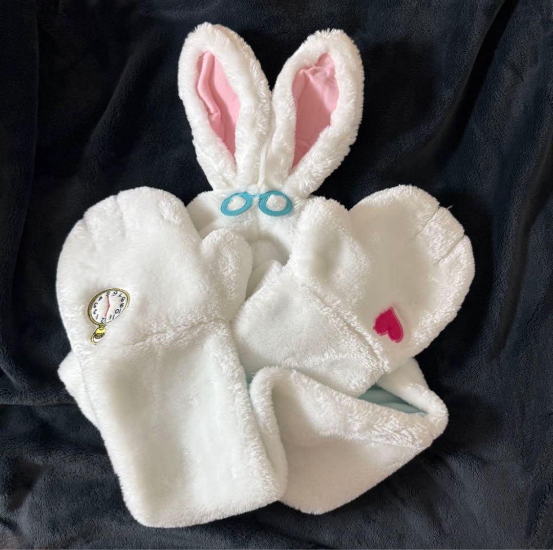 ディズニー 白うさぎ マフラーキャップ ファンキャップ 不思議の国の