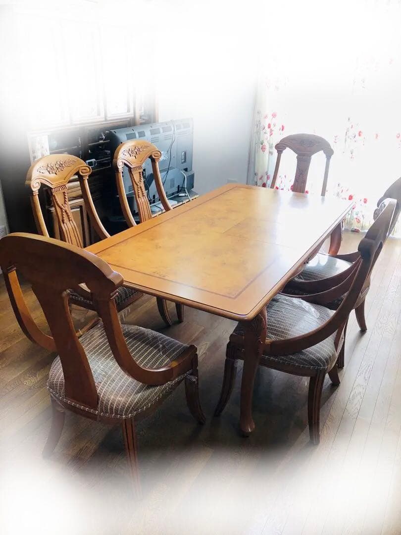 ビンテージ クイーンアンスタイル ダイニングテーブル　エクステンション　伸長式