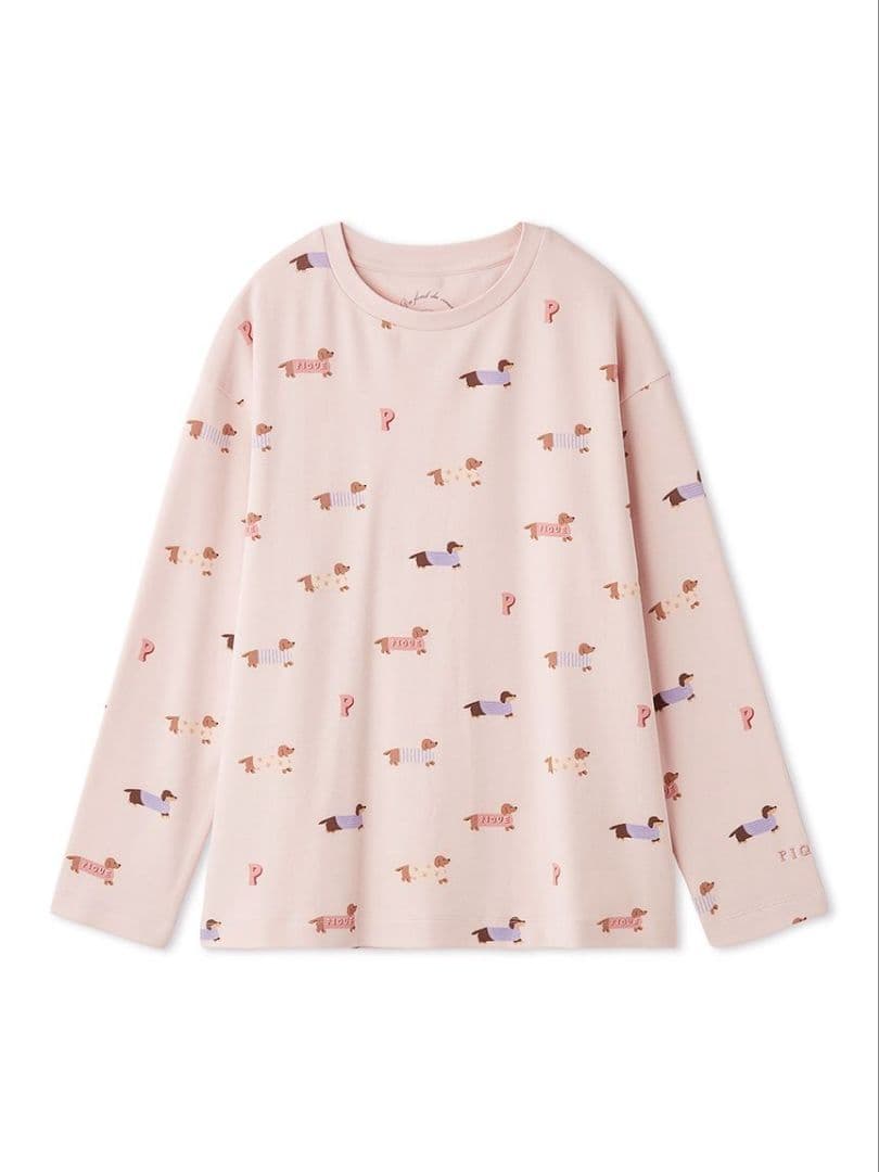 最終値下げwダックスフンド柄ロンＴ ロングパンツセット ピンク