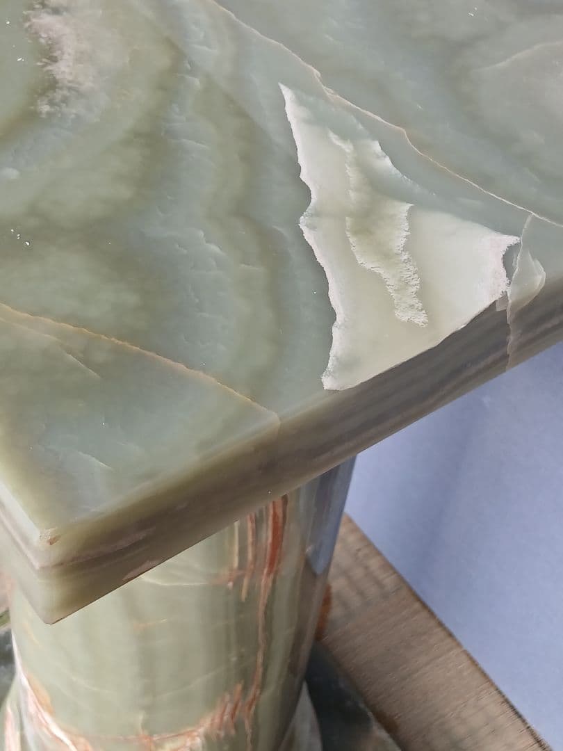 お引き取り専用 グリーンオニキス(オニックス) 天然大理石 柱型飾り台