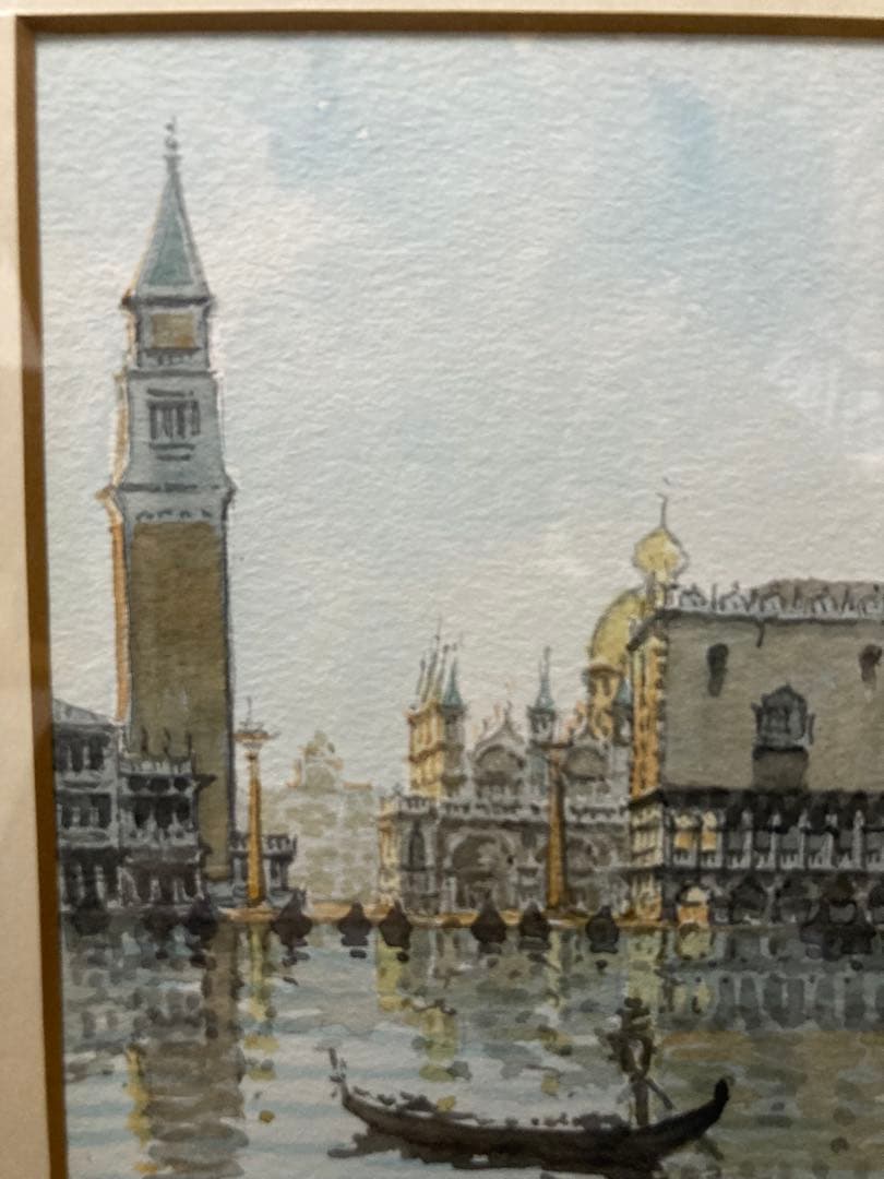 水彩 肉筆　ヴェニス・サンマルコ広場 <F・Mazzucchi> 箱有
