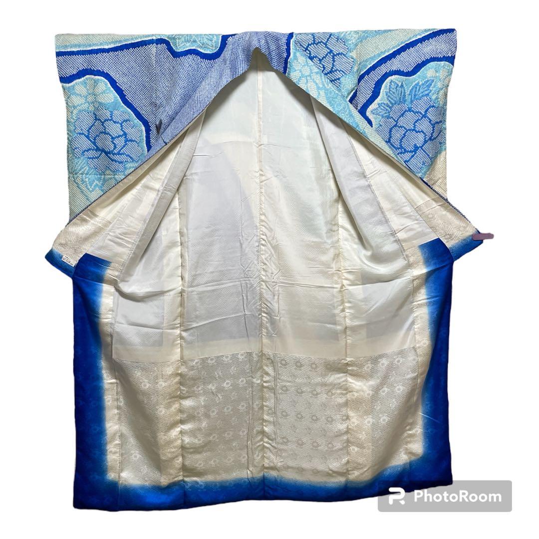 22141 【即購入OK】振袖 総絞りブルー系 呉服店誂え セット可能【即