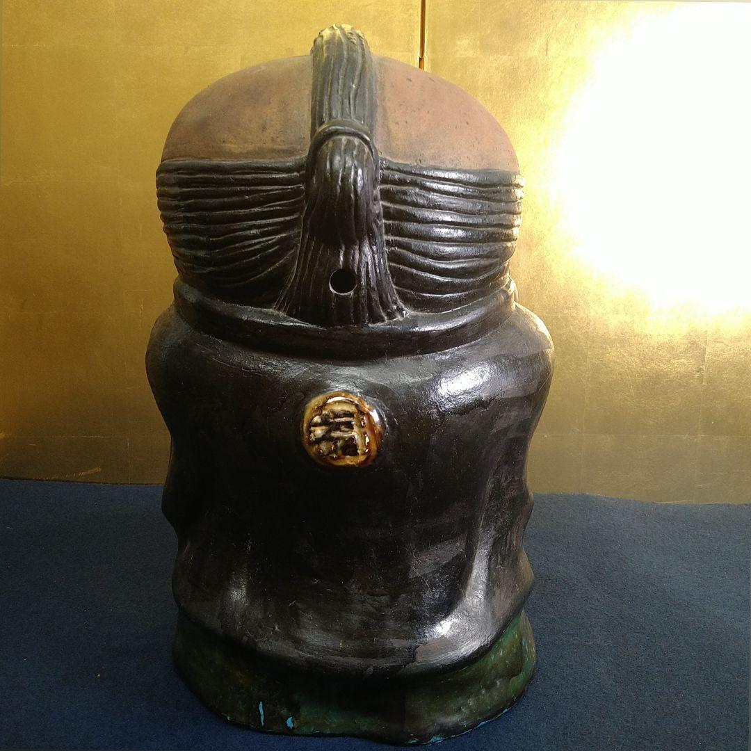 AC39 信楽焼 福助 立福助 大型 時代物 アンティーク 縁起物 商売繁盛