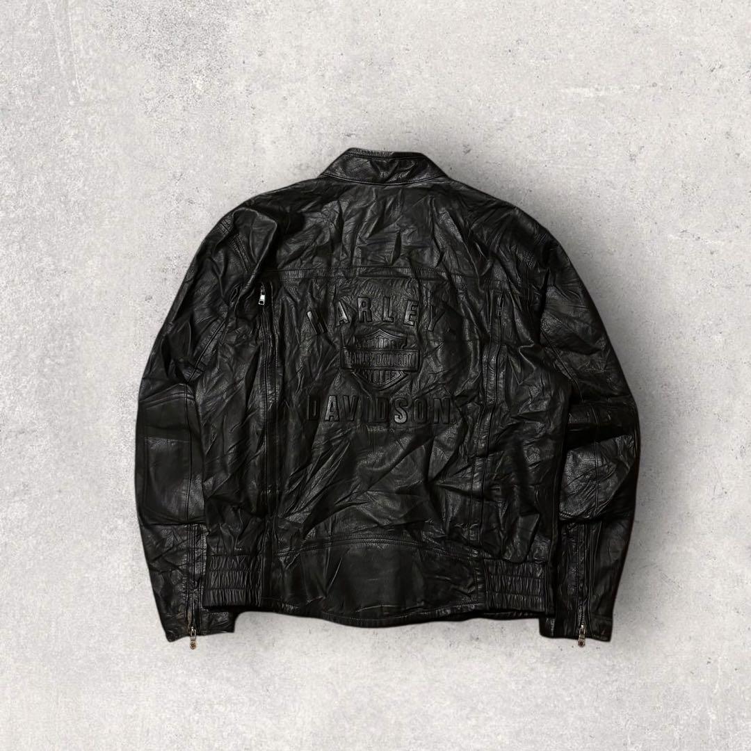 ハーレーダビッドソン】レザージャケット ライダース 黒 L 牛本革 e