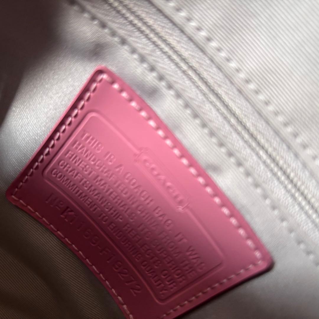 美品　COACH　コーチ　シグネチャー　Y2K ミニボストン　ピンク　ハート