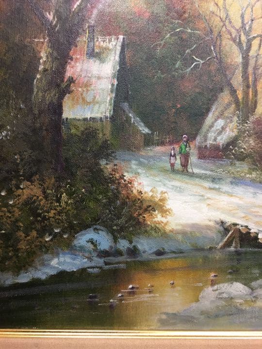 絵画 油絵肉筆画  直筆ヨーロツバ絵画パノラマ冬景画手描き