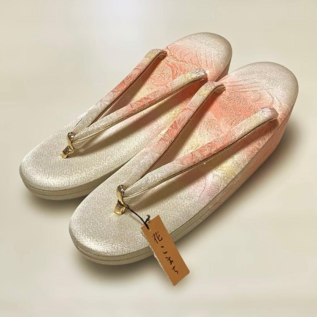 《未使用・木箱付き》佐賀錦　草履バッグセット　花こまち