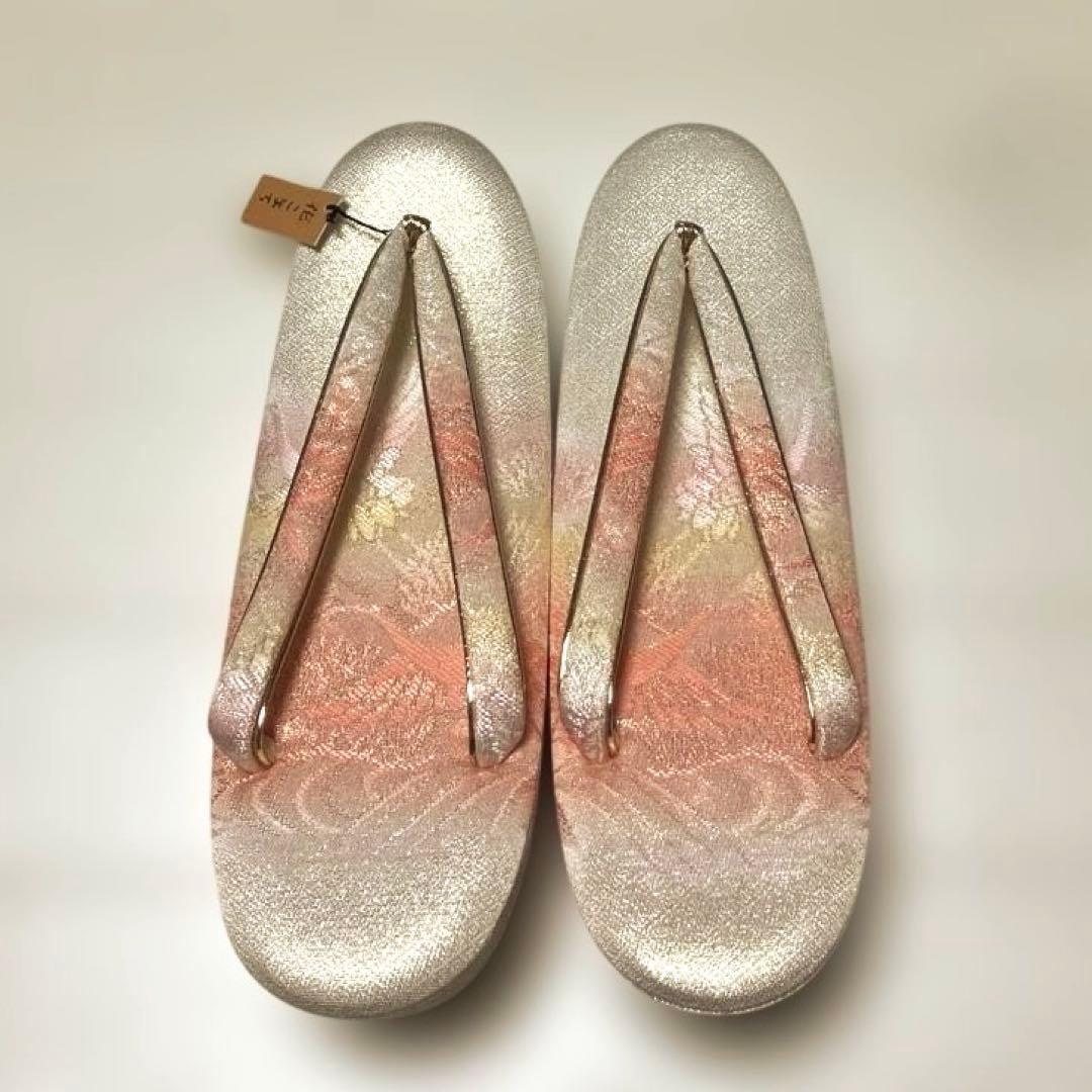 《未使用・木箱付き》佐賀錦　草履バッグセット　花こまち