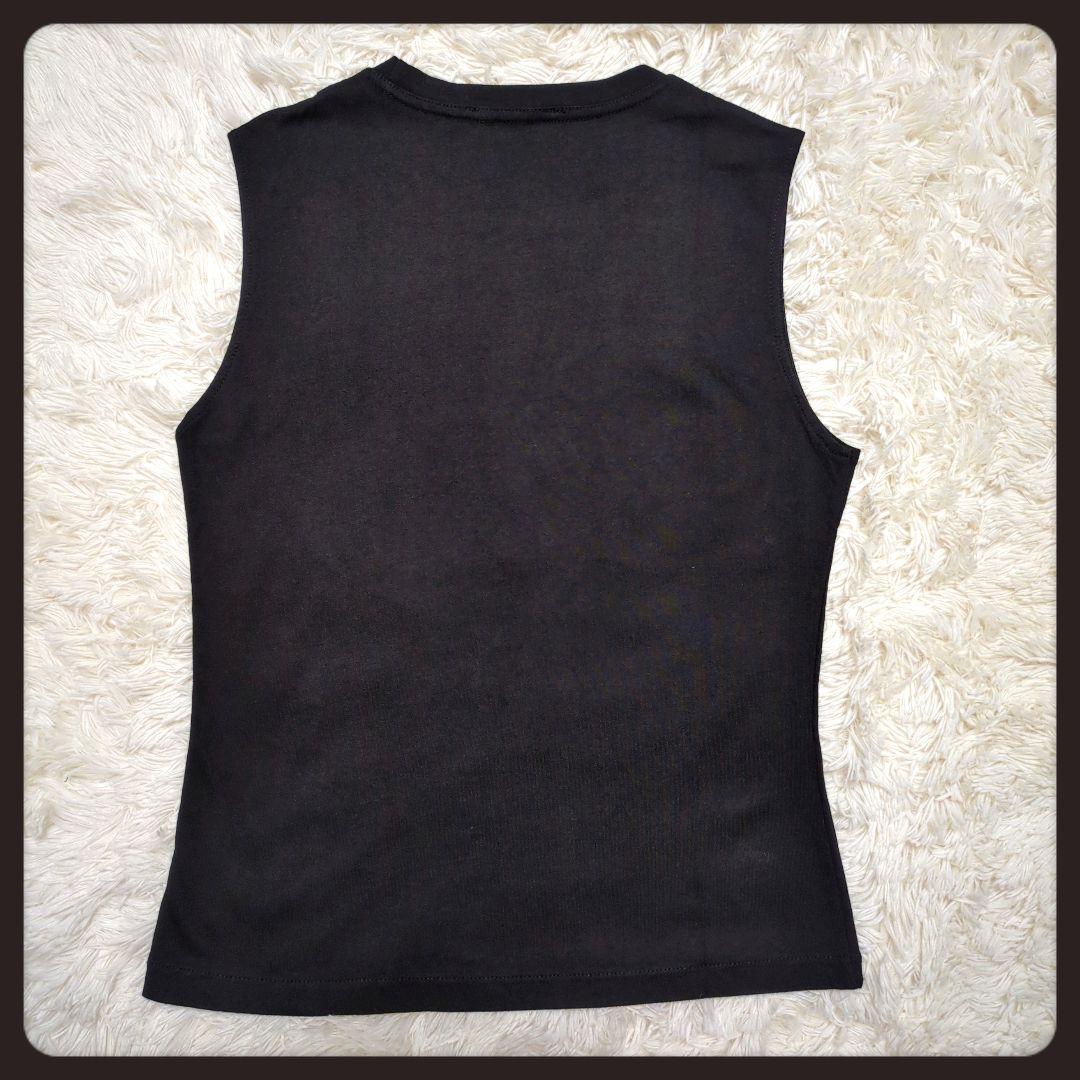 【入手困難・美品】ディオール☆タンクトップ ロゴ刺繍 ビジュー 黒 ガリアーノ期